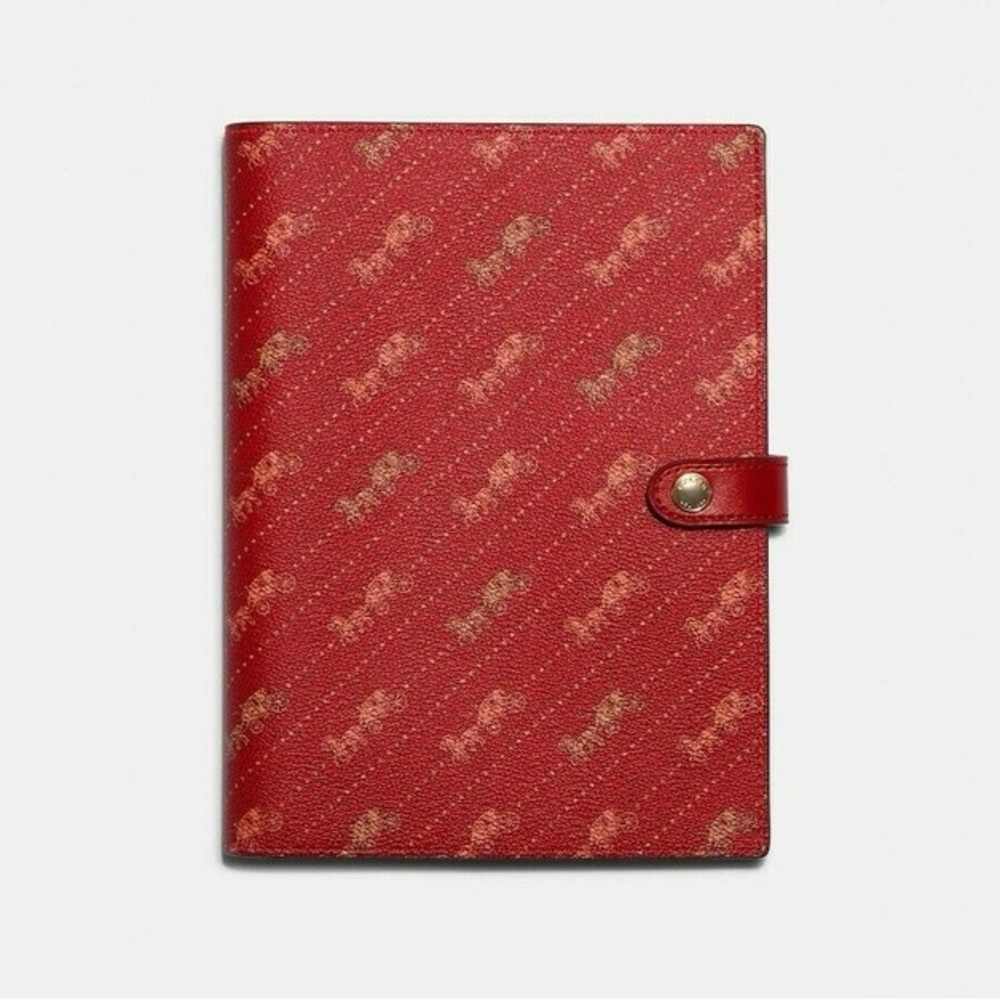 NWT. Coach Red and Gold Patterned Notebook